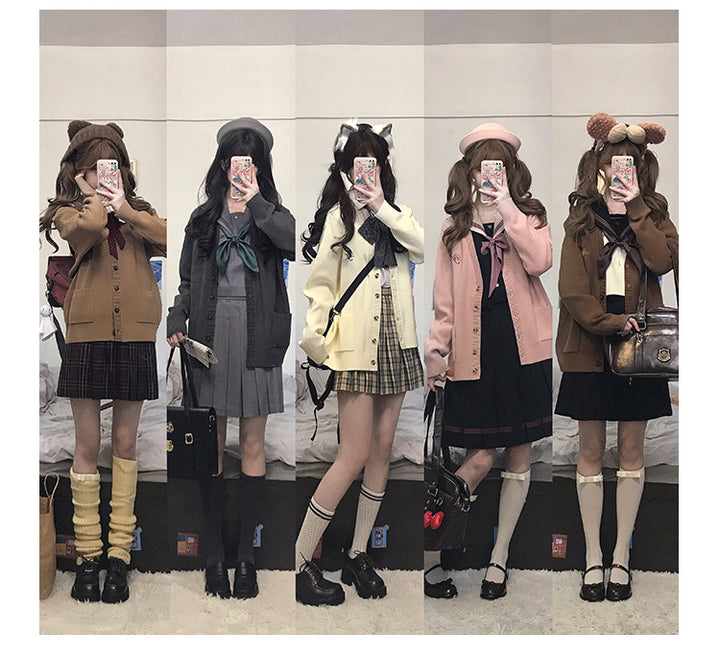 JK Uniform V-Neck Cardigan for Kansai-Collar Style Multicolor 42668:748734