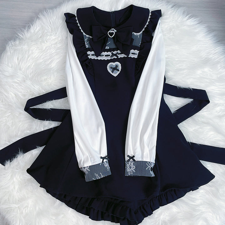 Jirai Kei Set Up Lace Dress Set Black Pink Blue Dress (L M XL) 34480:462718