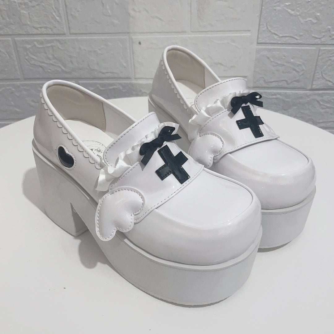 Tenshi Kaiwai Shoes High Heels Shoes Round Toe Platform Shoes (41) 35442:512530