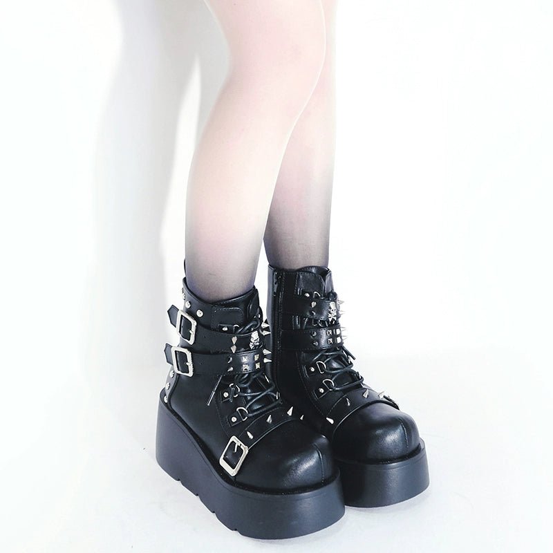 Punk Platform Shoes Gyaru Fashion Combat Boots (34 35 36 37 38 39 40) 29704:368180