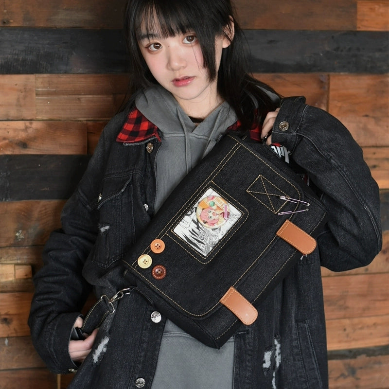 Kawaii Ita Bag Denim Crossbody Bag Large Capacity Handbag 37050:551672