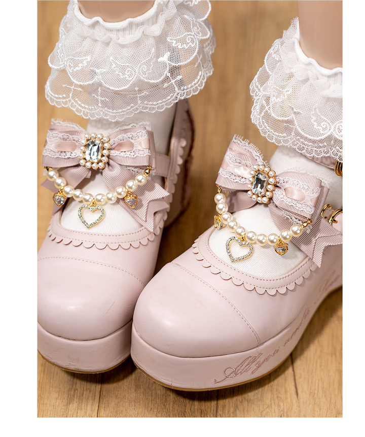 Jirai Kei Hairclip Shoe Clip Lolita Hair Pin Pearl Chain Rhinestone (Pair) 33814:446778