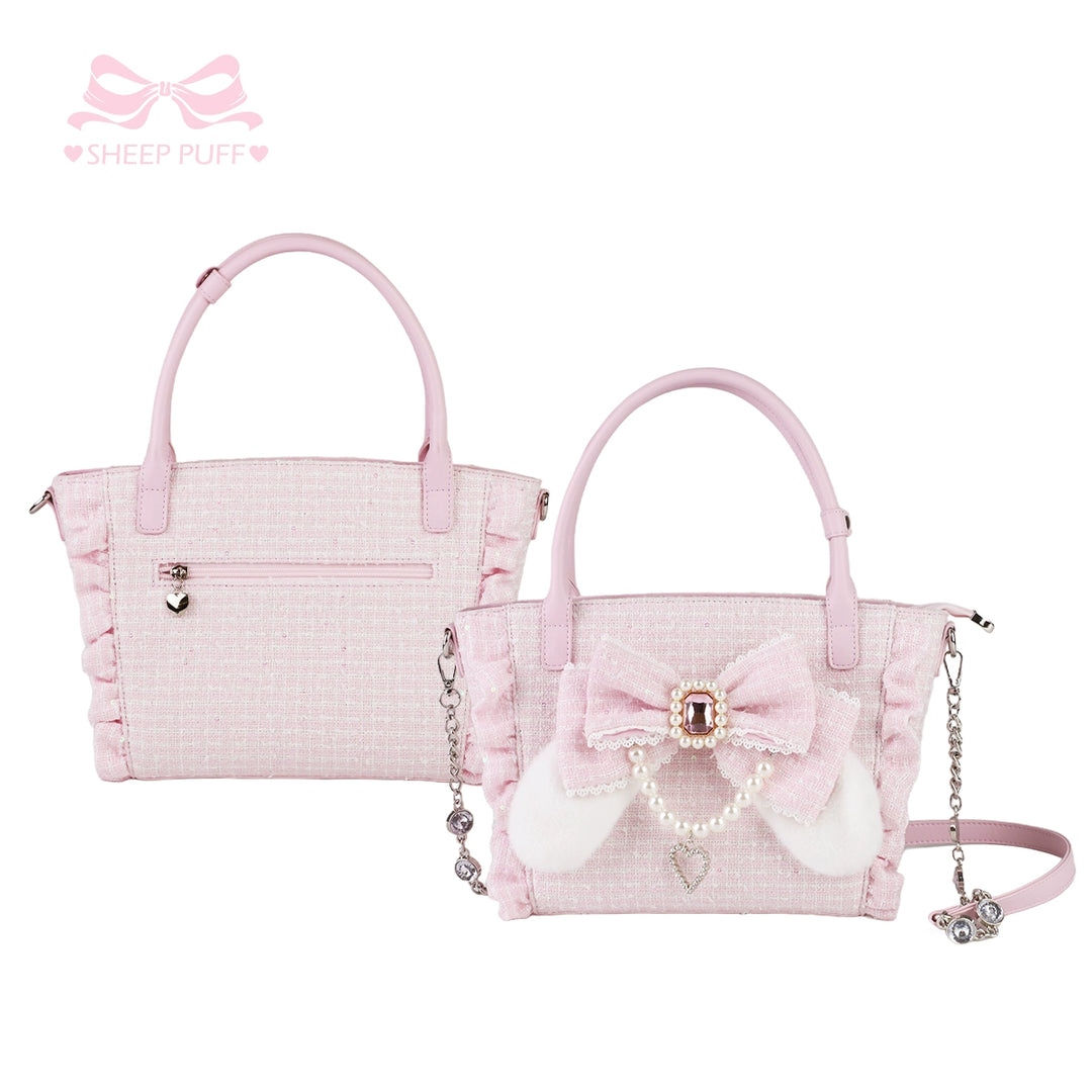 Ryousangata Style Handbag, Bow and Plush Ears (Pink) 43680:782705