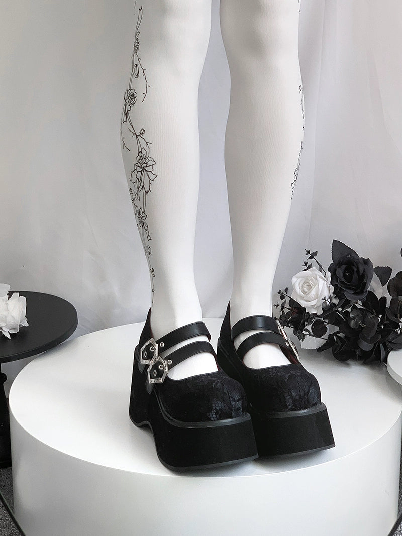 Black Red Platform Shoes Mary Jane Shoes 29728:367858