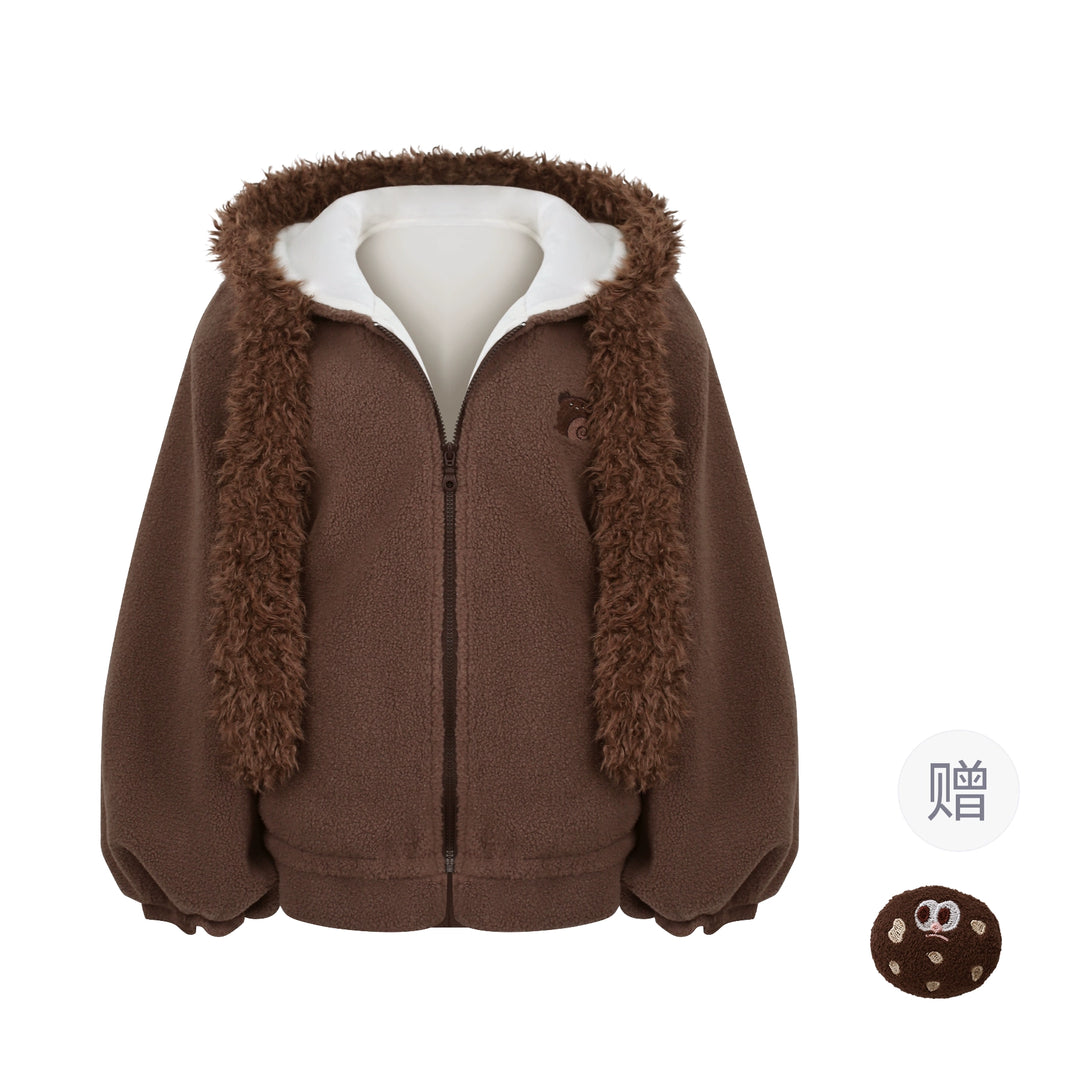 Fleeced Brown Cute Outfit, Bear Ear (M S XS) 44080:796052