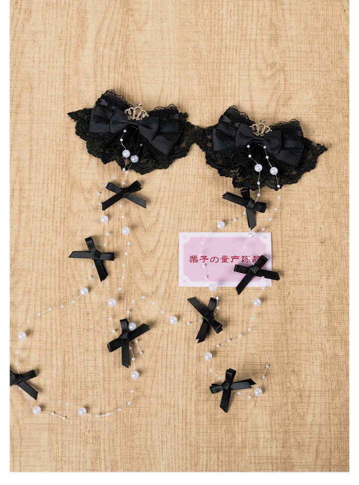 Jirai Kei Artificial Pearl Hair Clip, Rhinestone Crown 45108:837319
