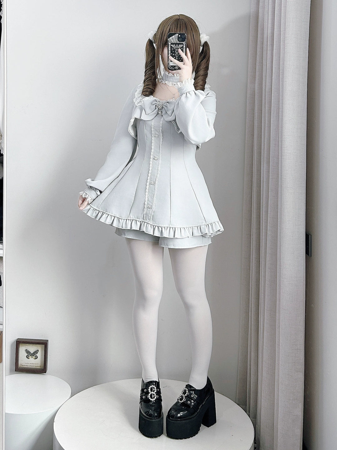 Jirai Kei Long Sleeves Dress, Pocketed Shorts 44197:808137