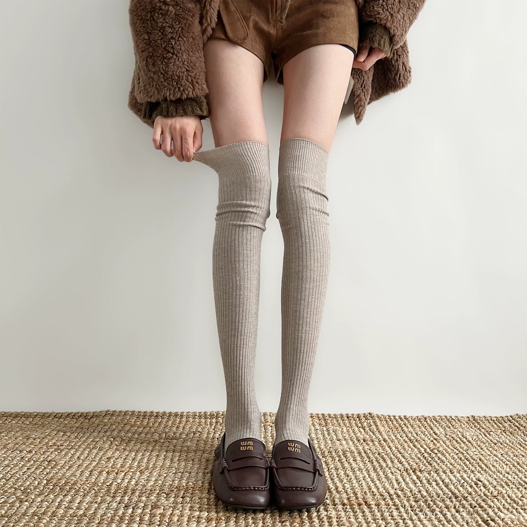 Japanese Style Solid Socks, Calf and Over-knee Styles 44076:795783