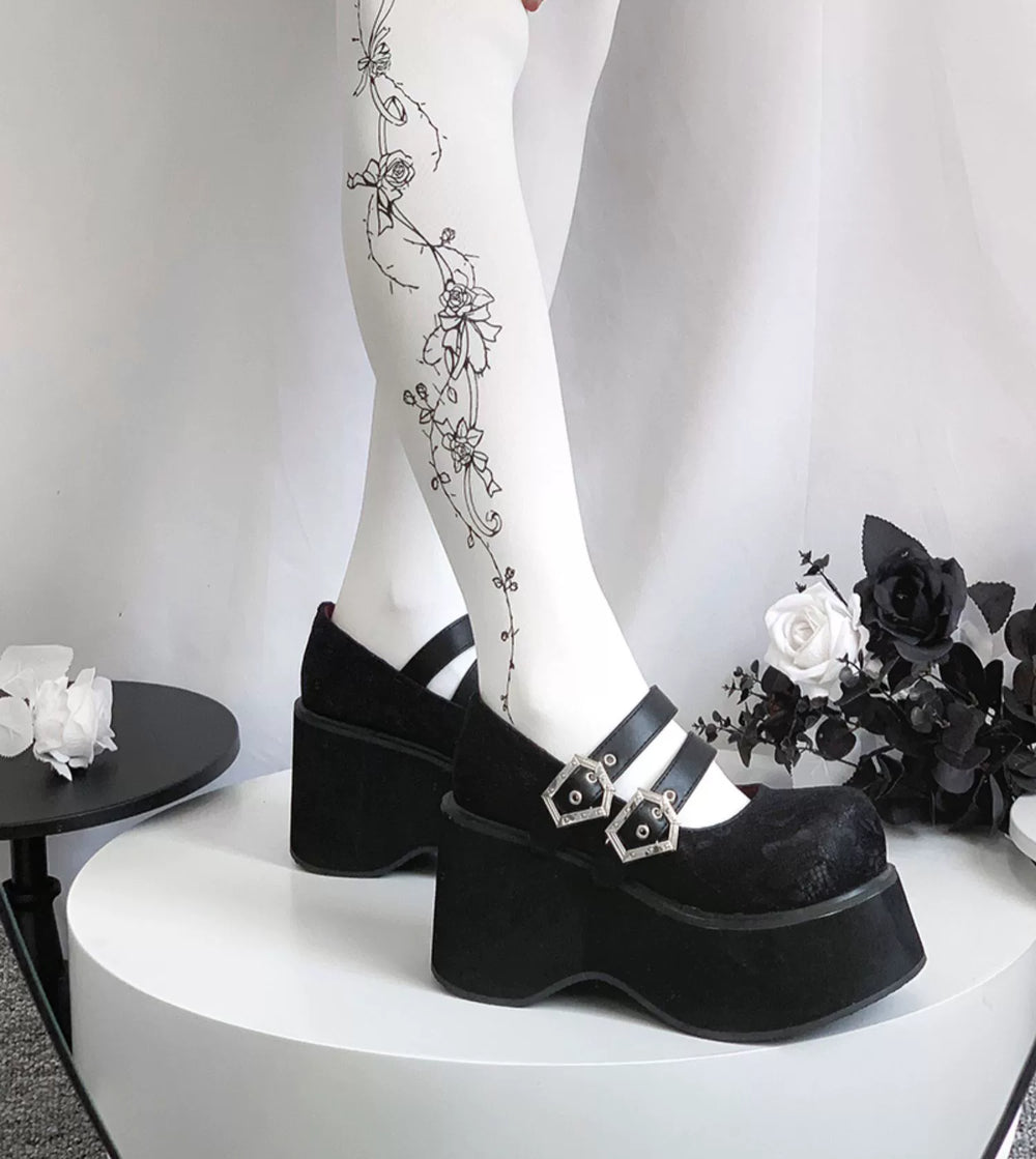 Black Red Platform Shoes Mary Jane Shoes 29728:367850