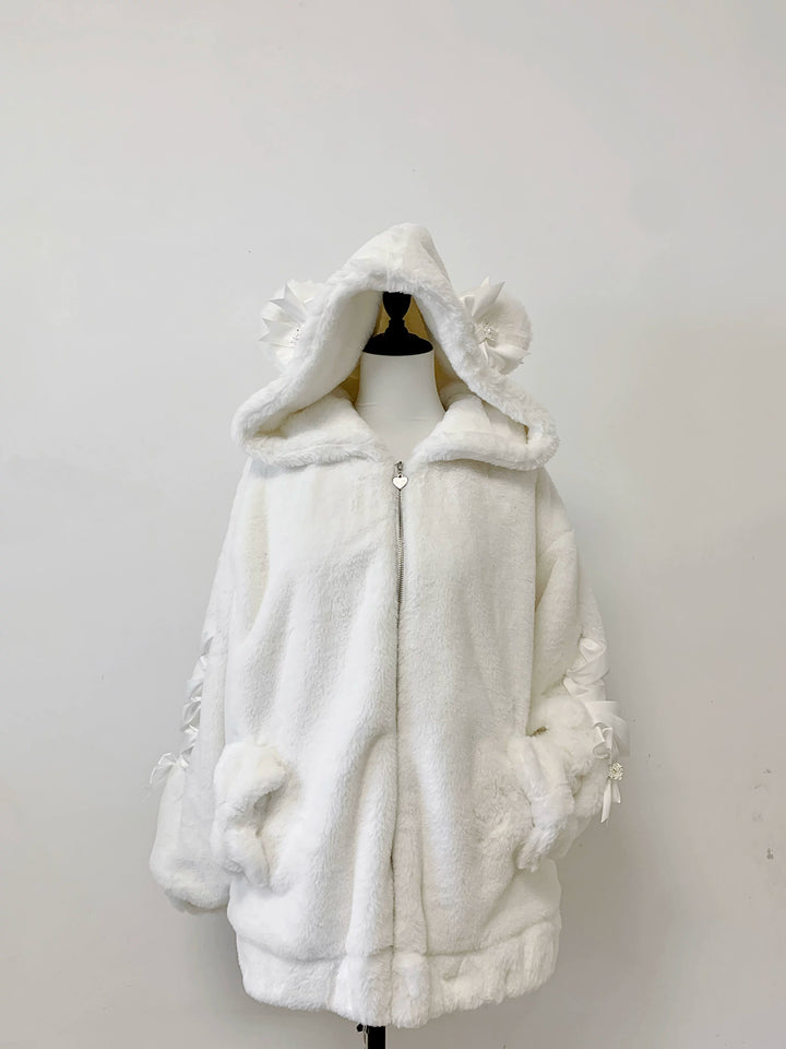 Ryousangata Style Winter Coat, Bear Ear Hood (Off-White) 44414:807528