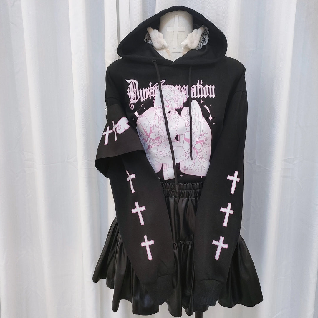 Tenshin Kaiwai Hoodie Medical Angel Print Hooded Sweatshirt 39430:627974