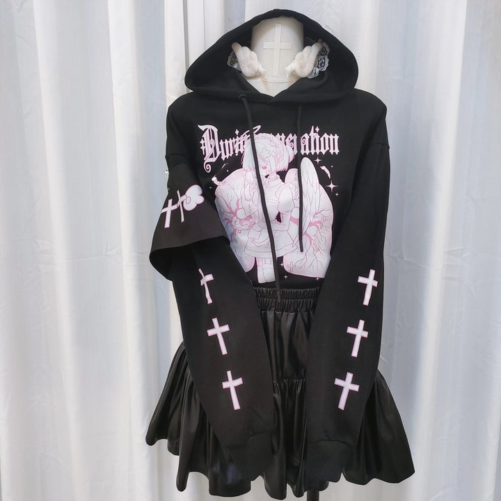 Tenshin Kaiwai Hoodie Medical Angel Print Hooded Sweatshirt 39430:627974