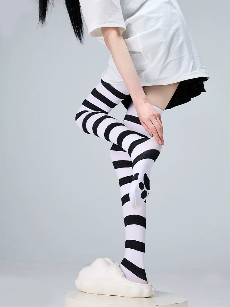 Tenshi Kaiwai Thigh-high Socks Velvet Striped Women Socks 35352:489520
