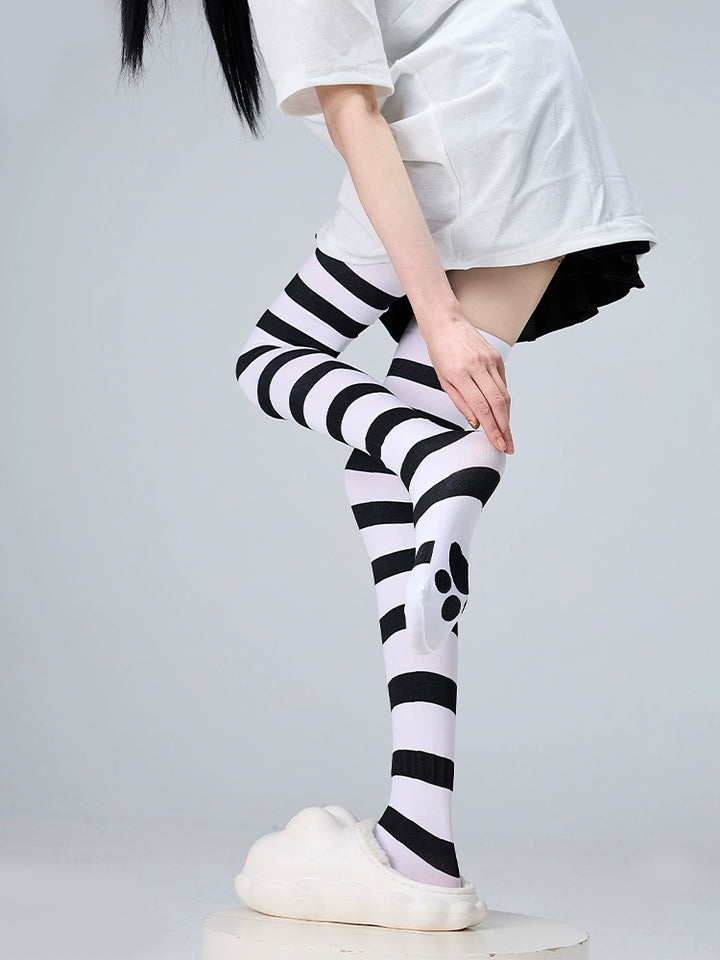 Tenshi Kaiwai Thigh-high Socks Velvet Striped Women Socks 35352:489520