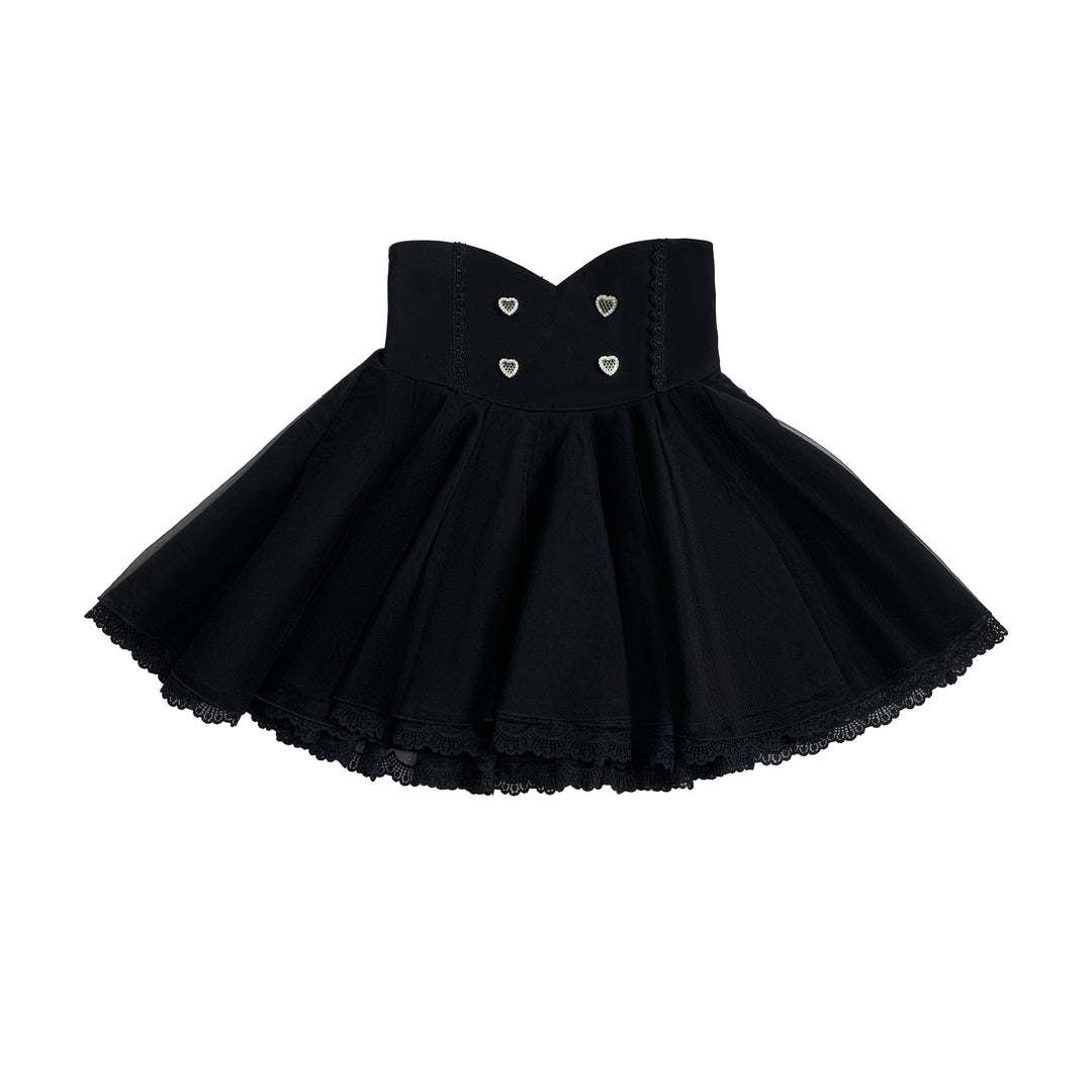 Jirai Kei Skirt Set Open-shoulder Blouse with Heart Bow Tie (L M S XL) 42864:755774