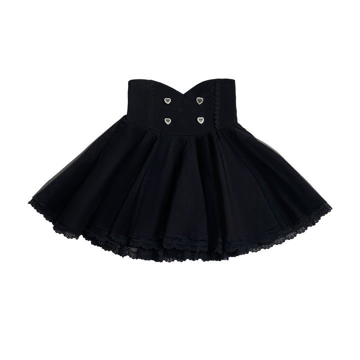 Jirai Kei Skirt Set Open-shoulder Blouse with Heart Bow Tie (L M S XL) 42864:755774