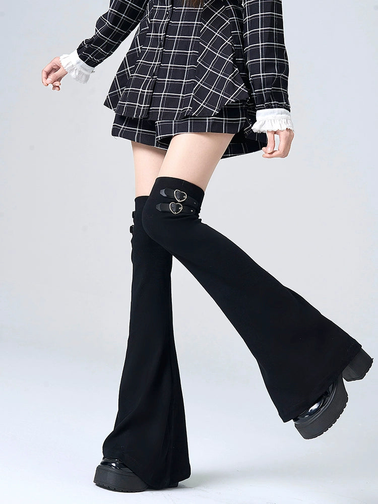 Plus Size Y2K Leg Warmers, Buckle Accent (M) 42252:733576