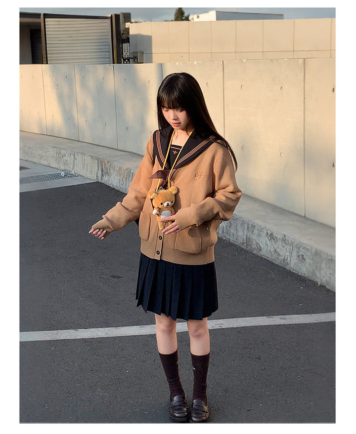 JK Uniform V-Neck Cardigan for Kansai-Collar Style Multicolor 42668:748669