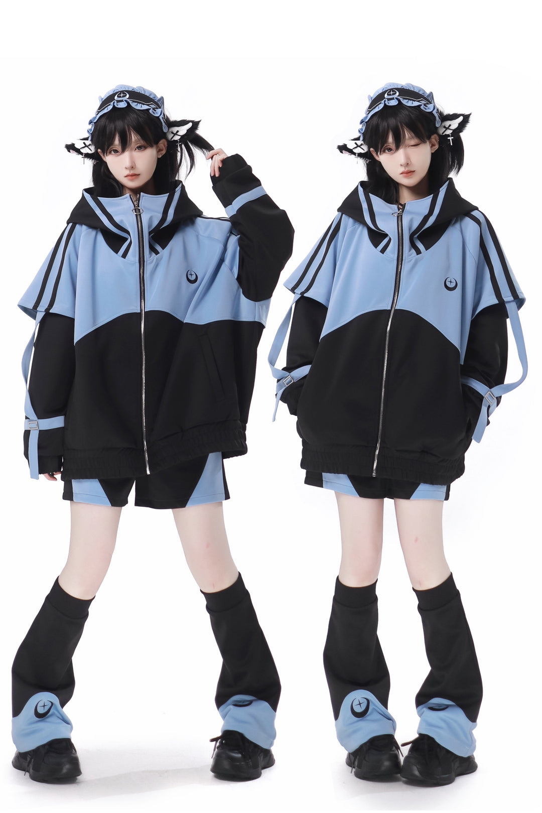 Subcul Jirai Kei Outfit Set With Moon & Star Print 34496:465568