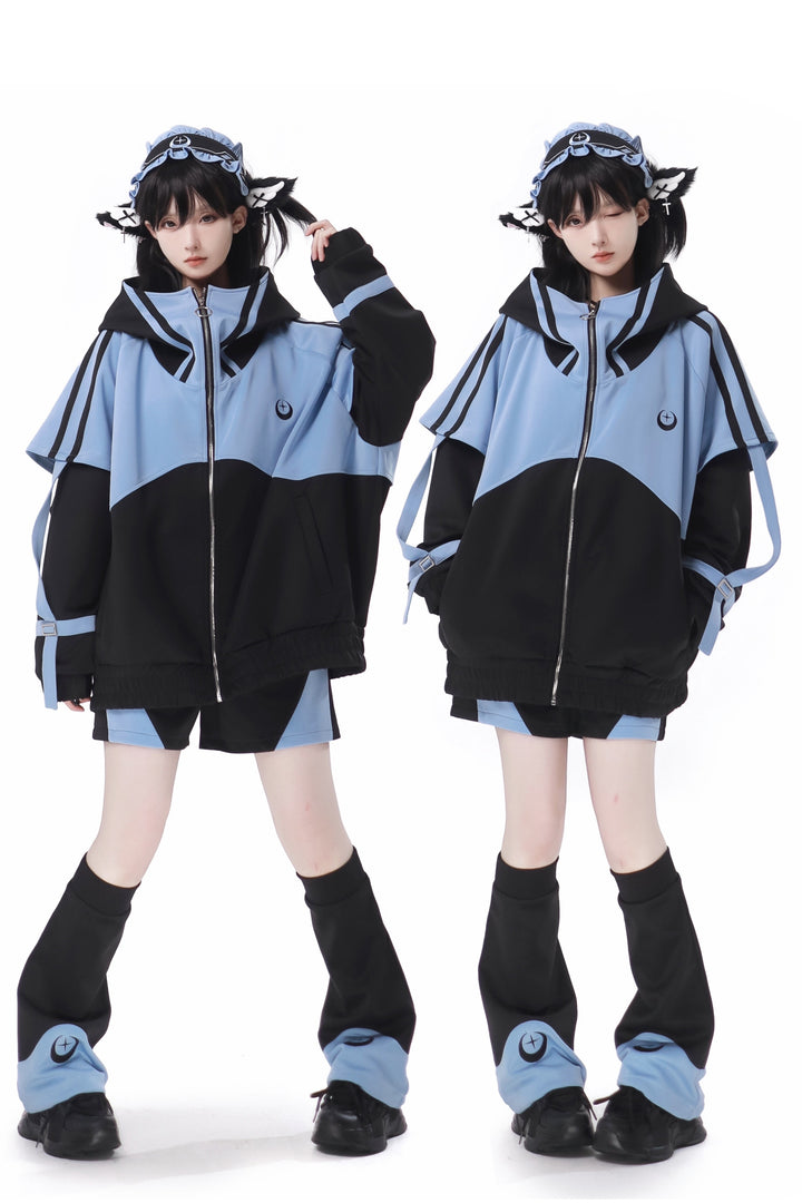 Subcul Jirai Kei Outfit Set With Moon & Star Print 34496:465568