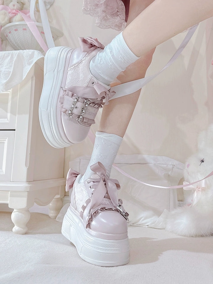 Ryousangata High Platform Shoes, Satin Bow 43688:783036