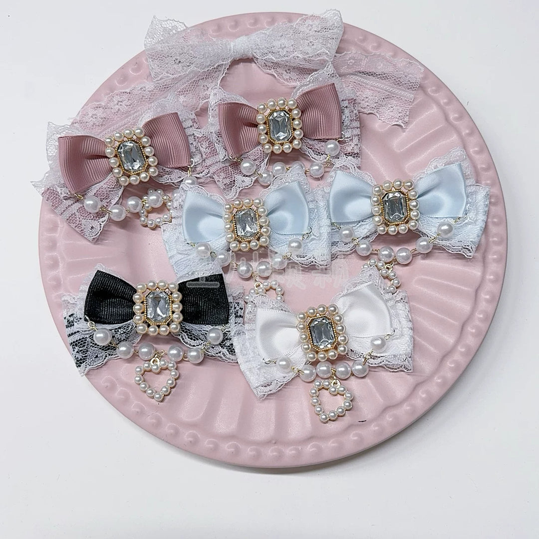 Jirai Kei Hair Clip, Rhinestone & Pearl Chain 44954:831437