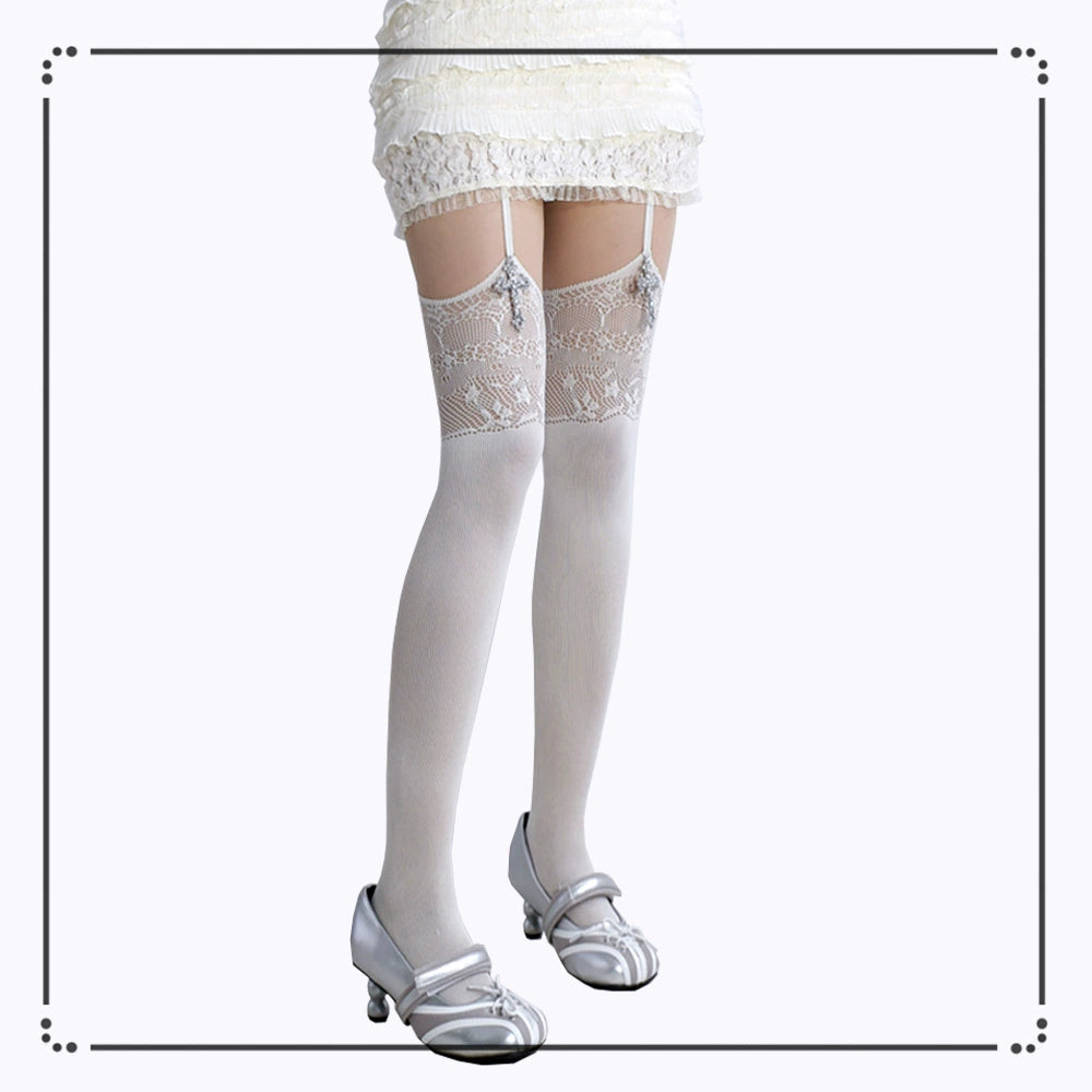 Gothic Garter Stockings, Cross Pendant + Lace Cutout 43654:782628