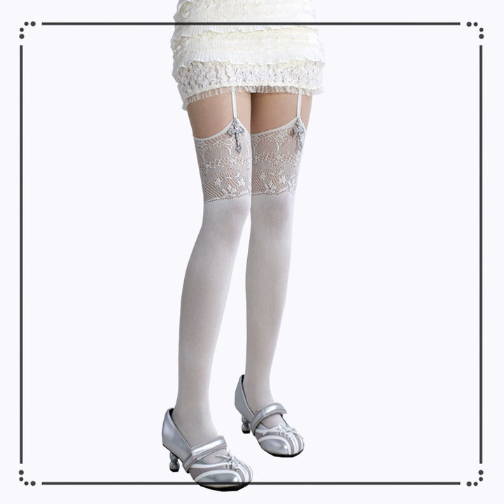Gothic Garter Stockings, Cross Pendant + Lace Cutout 43654:782628