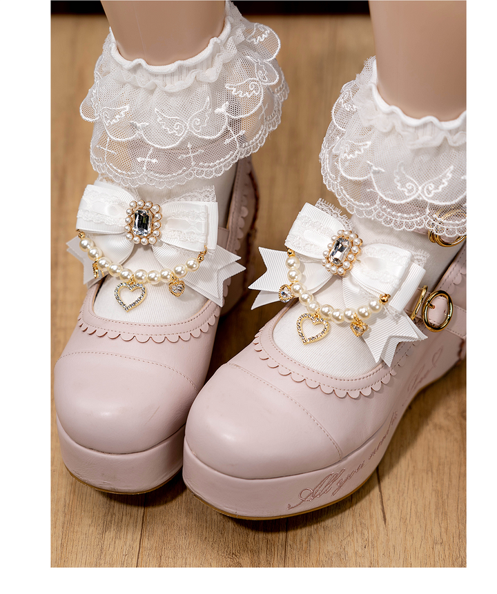 Jirai Kei Hairclip Shoe Clip Lolita Hair Pin Pearl Chain Rhinestone (Pair) 33814:446752