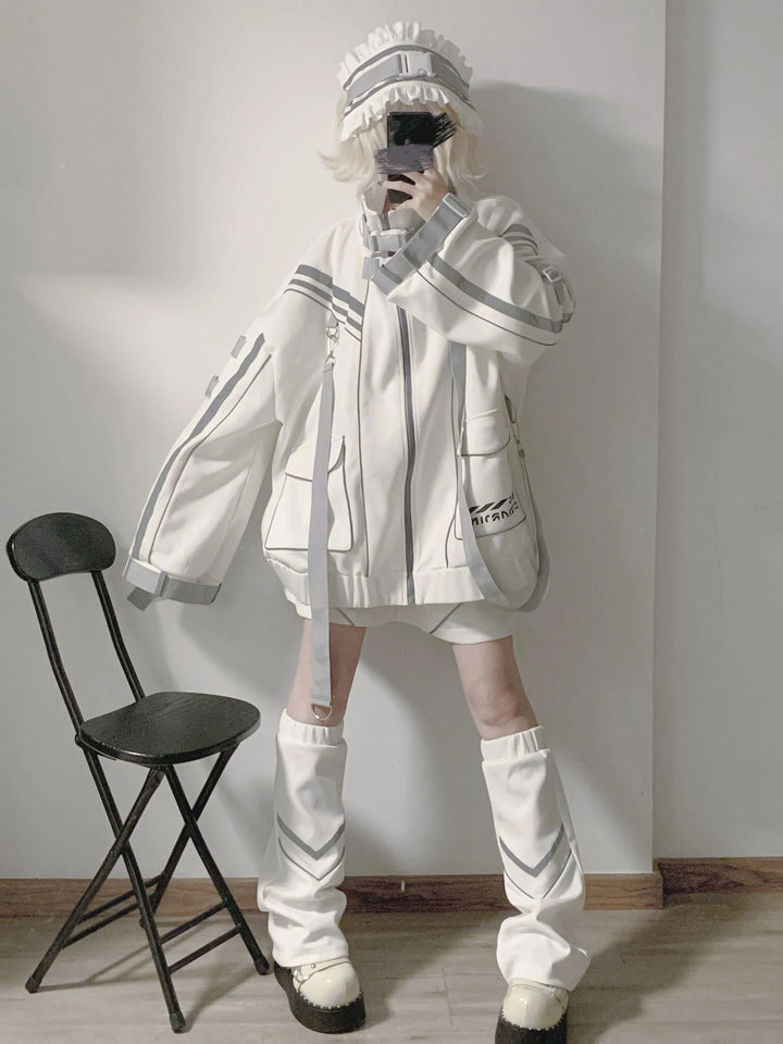 Plus Size Punk Couple Jacket Set, Oversized Style 35440:608092