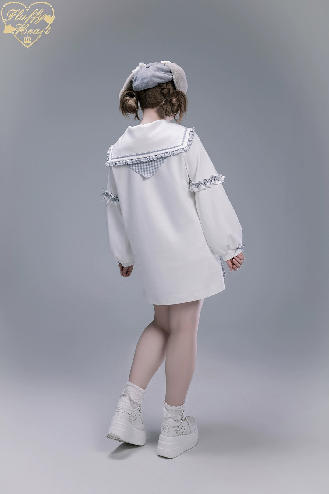 Kawaii Sailor Collar Sweatshirt, Plaid Neckercheif 43867:790588