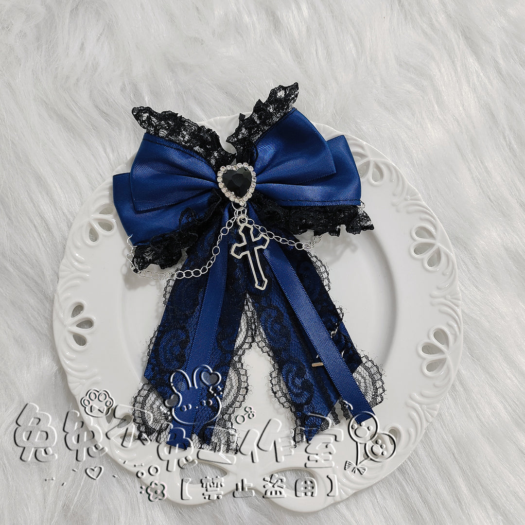 Cross Jirai Kei Hair Clip with Heart-shaped Rhinestone 42324:736413