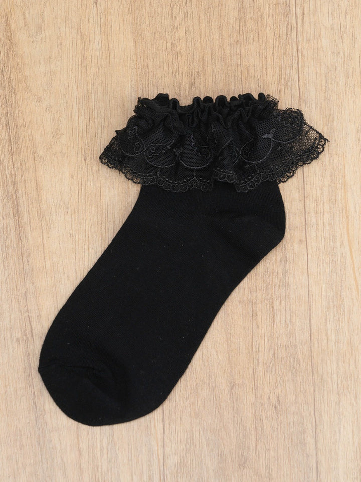 Lolita Socks White Black Socks Wings Cross Lace Socks 33810:447078