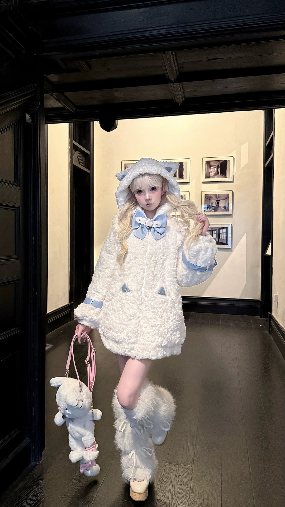 Jirai Kei Coat Cat Ear Hood Jacket Fleece Coat 39958:646666