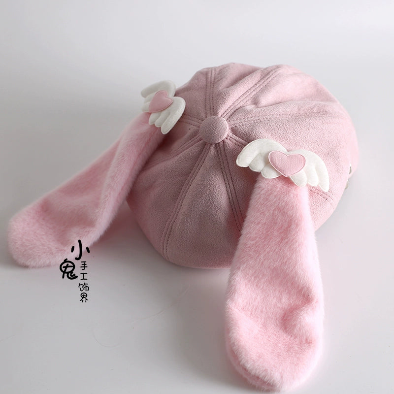 Kawaii Pink Beret Hat, Removable Bunny Ears 43826:786463