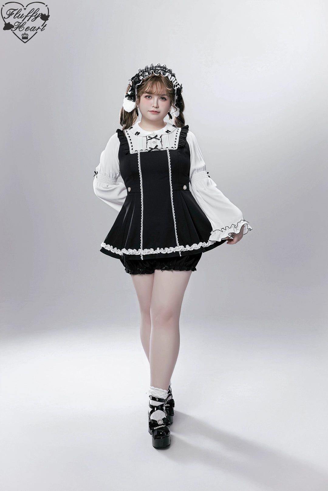 【Fluffy Heart】橱窗人偶日系女仆感可拆卸围裙萌系套装 现货 44119:796742