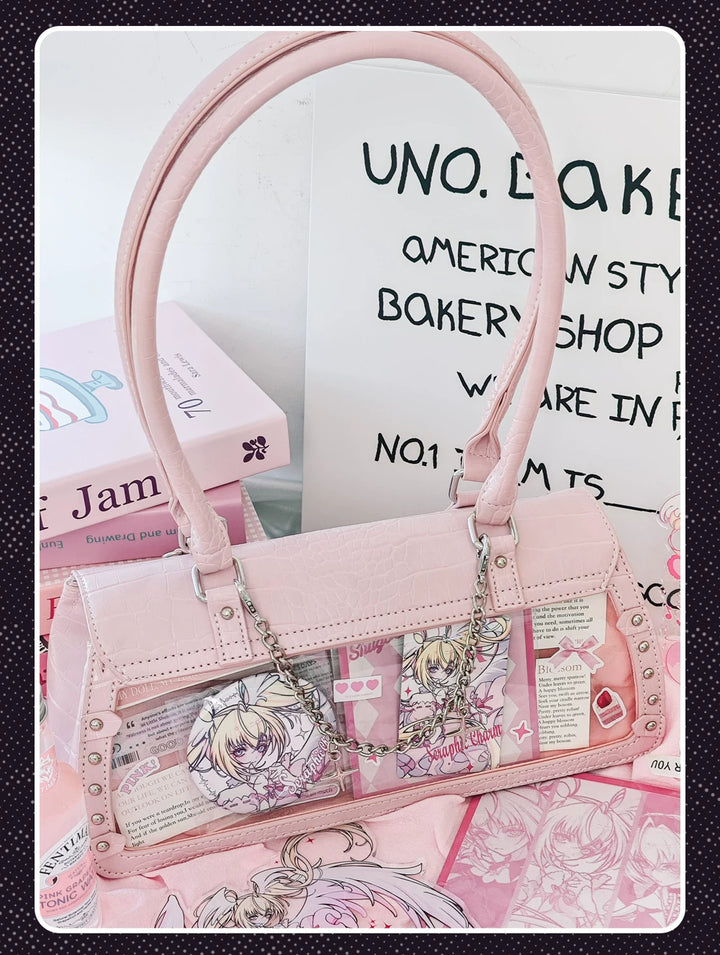 Bat-Inspired Itabag, Croc Texture & Clear Display Window 44930:829005