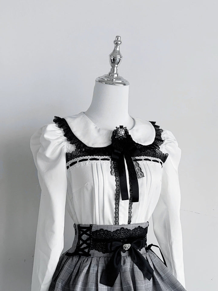 Jirai Kei Peter Pan Collar Blouse & Skirt Set (L M S XL) 45007:834503