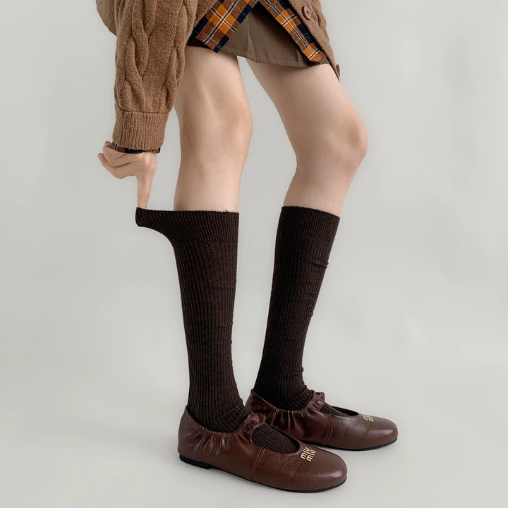 Japanese Style Solid Socks, Calf and Over-knee Styles 44076:795797