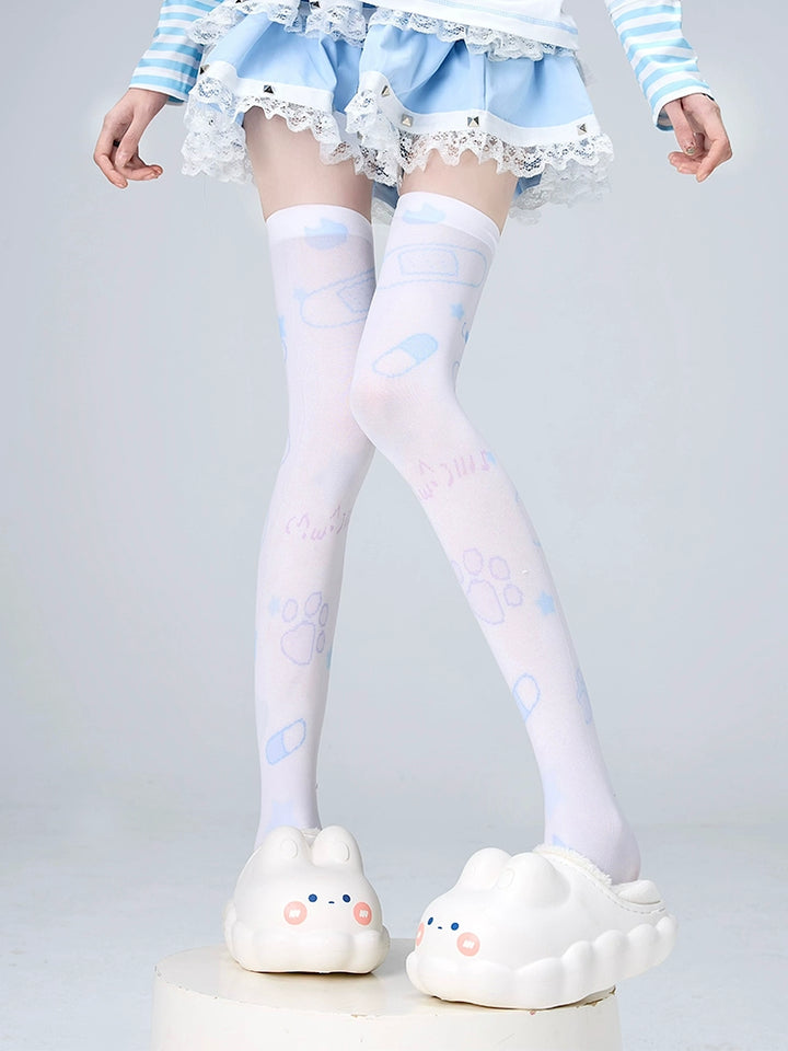 Tenshi Kaiwai Socks Over-the-Knee Socks Velvet High Tube Socks 36524:535680