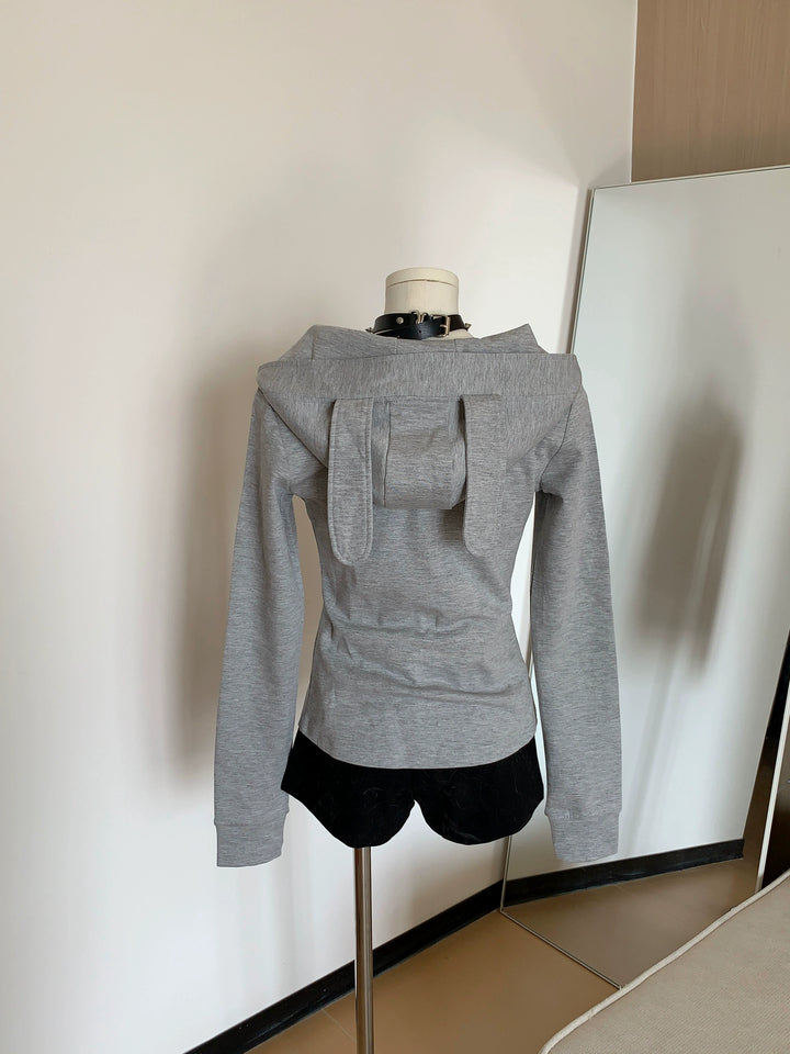 Hooded Jirai Kei Jacket, Bunny Ears & Two-Way Zippers 42899:759118