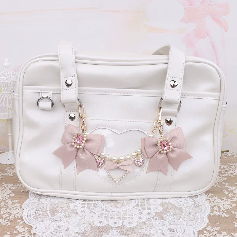 Ryousangata Bag Chain & Bow Charm, Heart-Shaped Rhinestone 45075:839471
