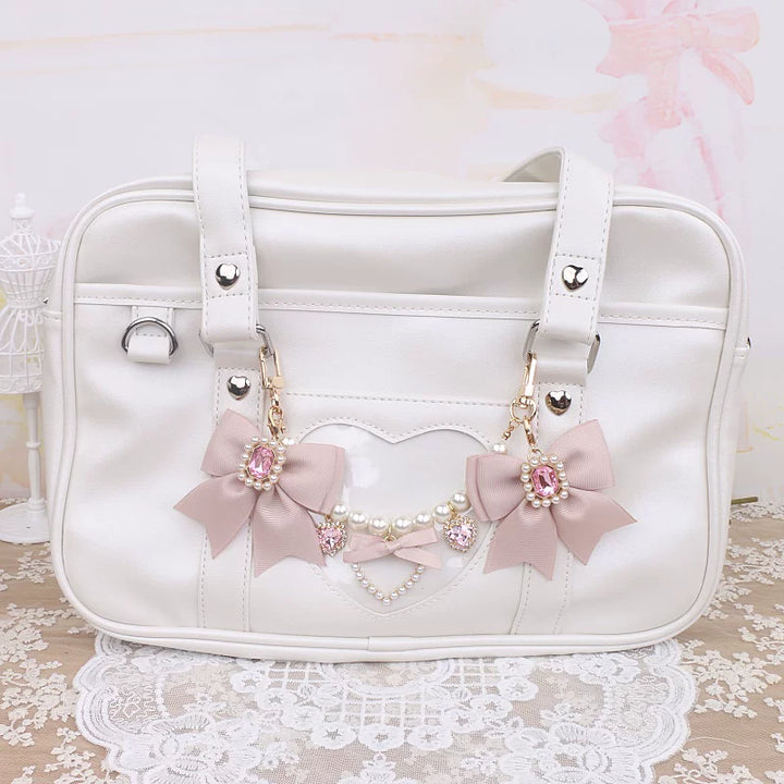 Ryousangata Bag Chain & Bow Charm, Heart-Shaped Rhinestone 45075:839471