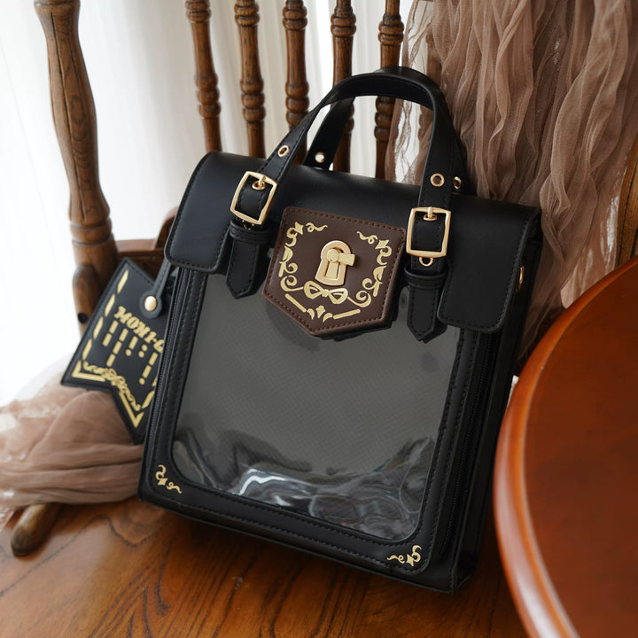 Vintage Embroidered Ita Bag, Clear Display Window (Black) 45415:846836