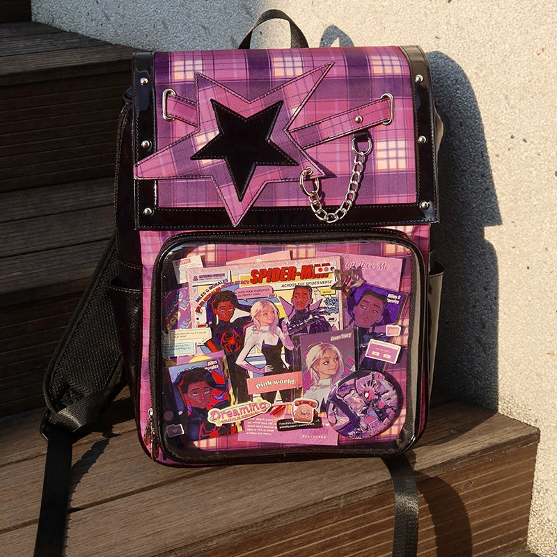 Subculture Ita Bag Plaid Star Large Capacity Ita Backpack 40120:665818