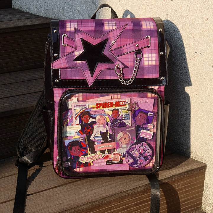 Subculture Ita Bag Plaid Star Large Capacity Ita Backpack 40120:665818