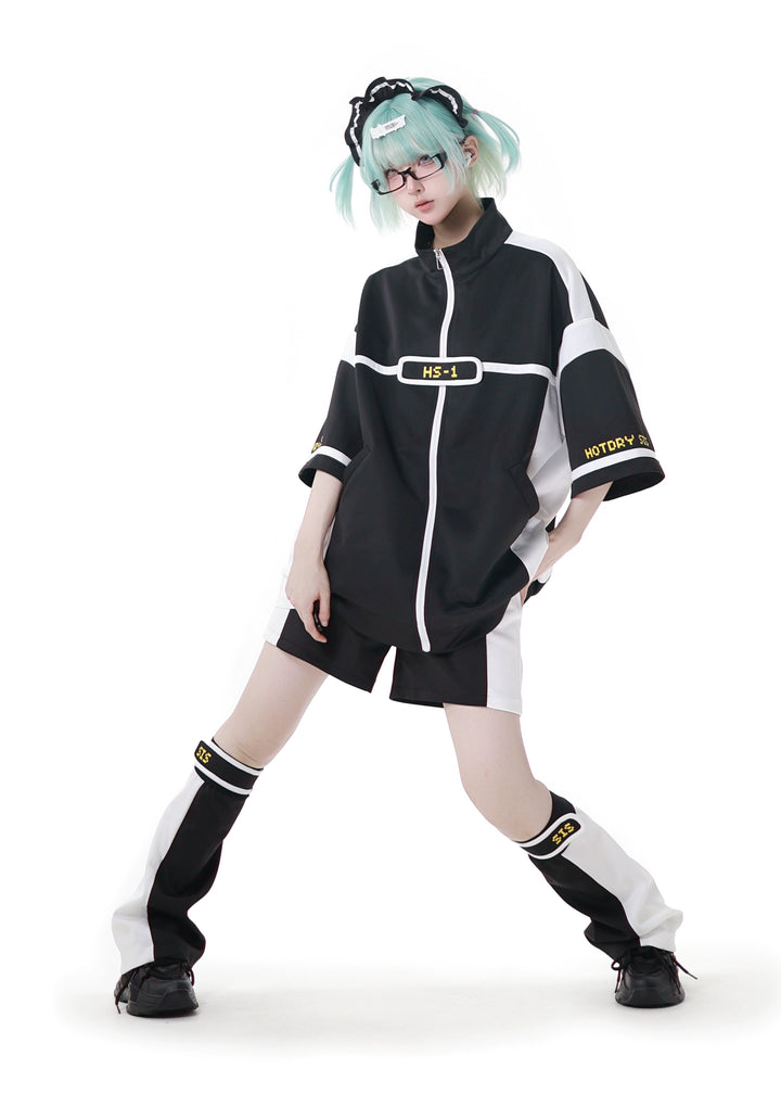 Black/Green Subcul Jirai Kei Sporty Jacket -Set or Singles 43057:764007
