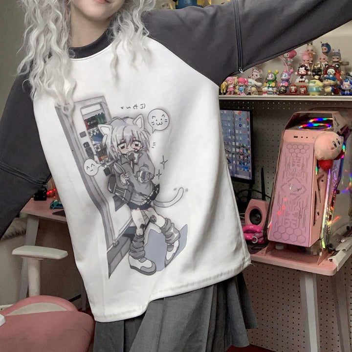 Tenshi Kaiwai Dark Grey Sky Blue Detachable Sleeves T-shirts 29182:337064