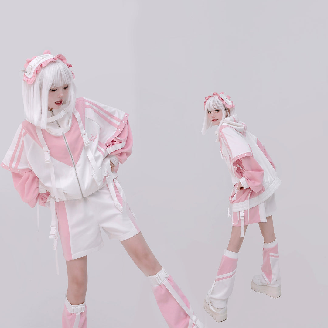 Plus Size Tenshi Kaiwai Coat Set Multicolor Sporty Outfits 40332:658360