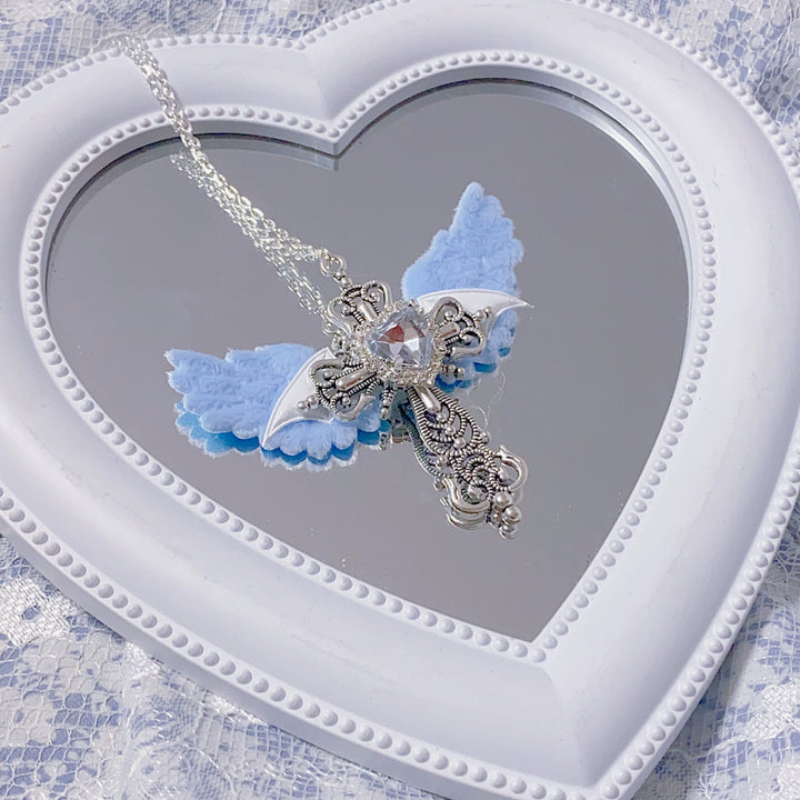 Y2K Jirai Kei Necklace Angel Cross Sweater Chain 29316:356146